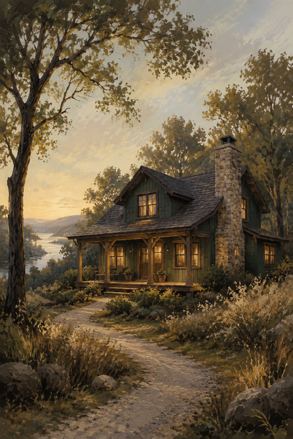 Illustrated concept of a future cottage-style guest home at The Camp